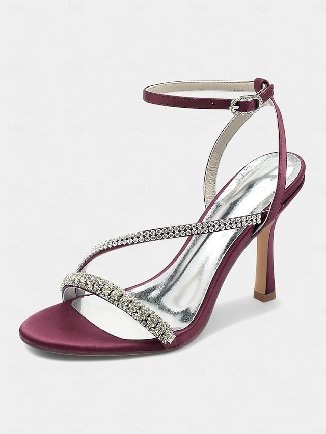 Satin Sophisticated Champagne – Rhinestone Strappy Heels