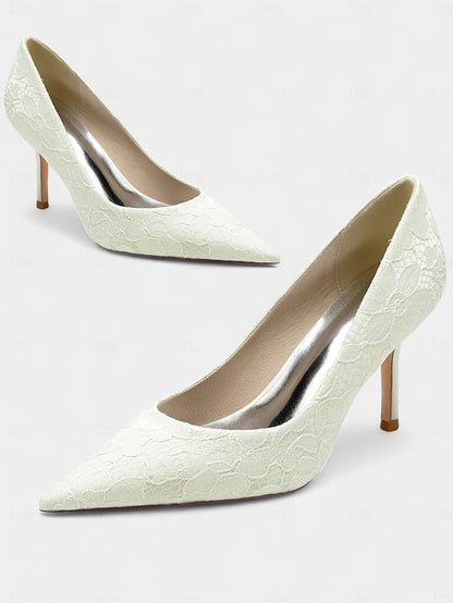 Pointed-Toe Lace-Embroidered Stiletto - Heels Women's