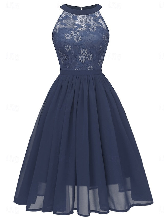 Women's Midi Dress Lace Dress Cocktail Dress Wedding Guest