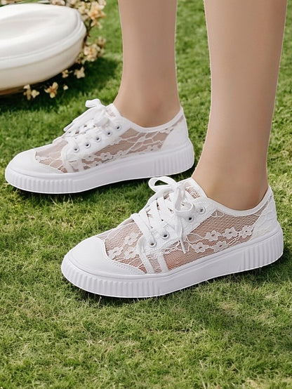 Women Wedding Lace Shoes Sneakers – Floral for Casual Bridal