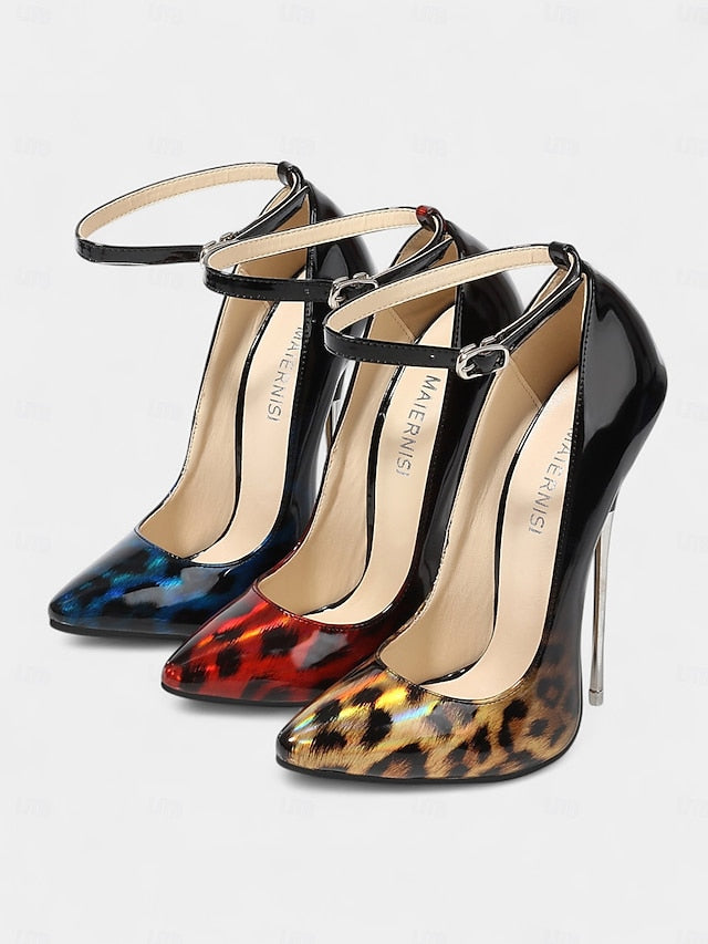 Red Leopard Sexy Print Women's Patent – Pumps Stiletto