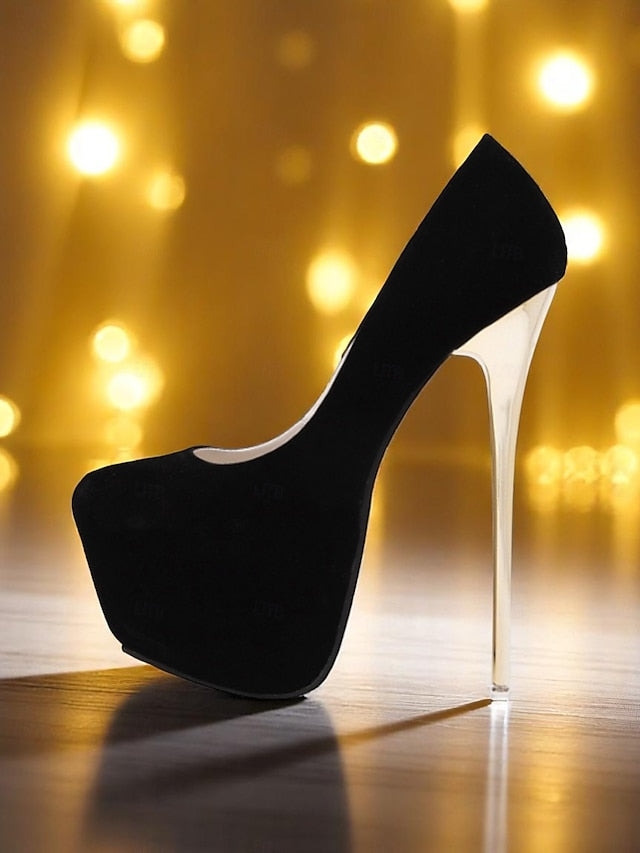 Metallic Stiletto Women's Heels Platform Red with Suede and