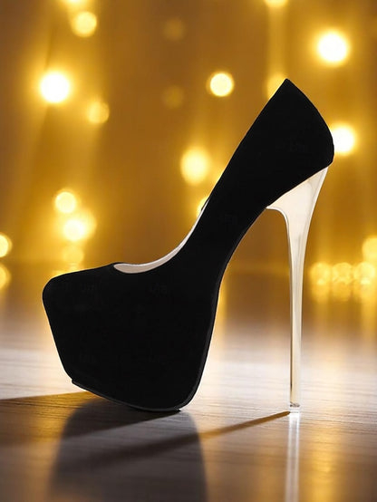 Metallic Stiletto Women's Heels Platform Red with Suede and