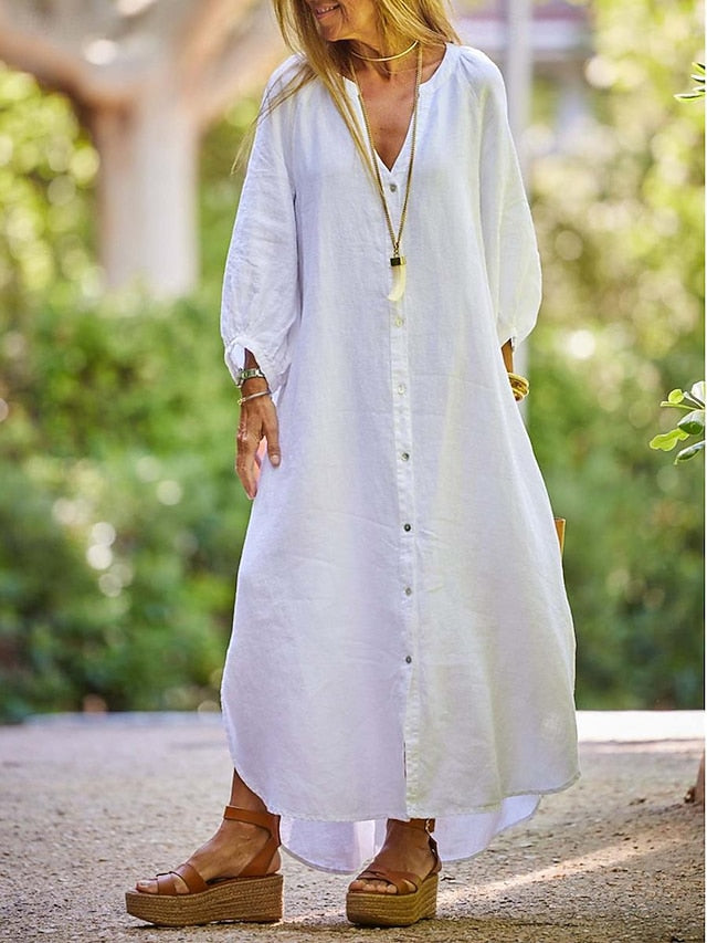 Women's Black White Gray Summer Spring Maxi Dress White