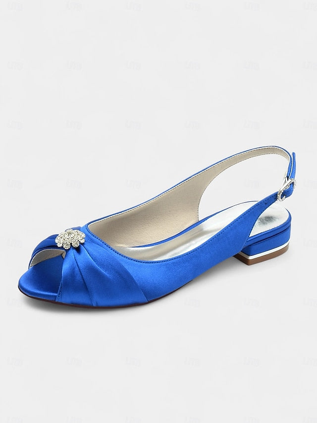 Women's Satin with Heels Crystal Slingback Wedding