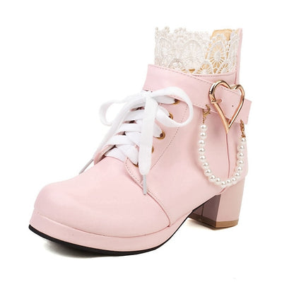 Ankle Women's – Wedding Bridal Lace-Up White Boots Shoes