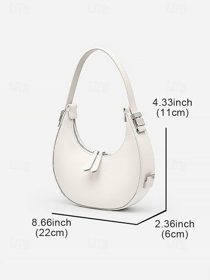 Elegant Ivory with Crescent Bag Hobo Silver - Hardware Sleek