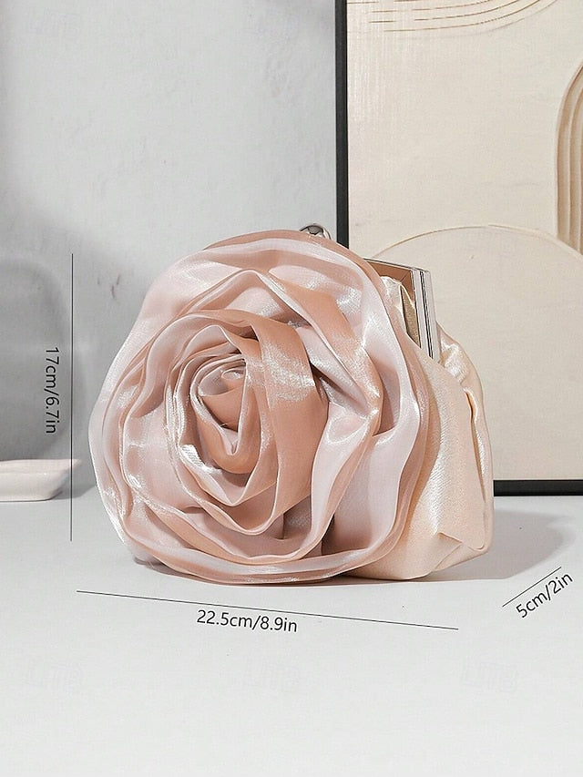 Purse Satin Flower Clutch Rose Women's – Evening Elegant
