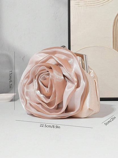 Purse Satin Flower Clutch Rose Women's – Evening Elegant