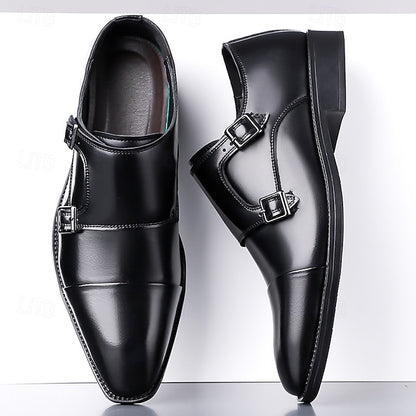 Shoes Men's Double – Dress Leather Monk Elegant Strap