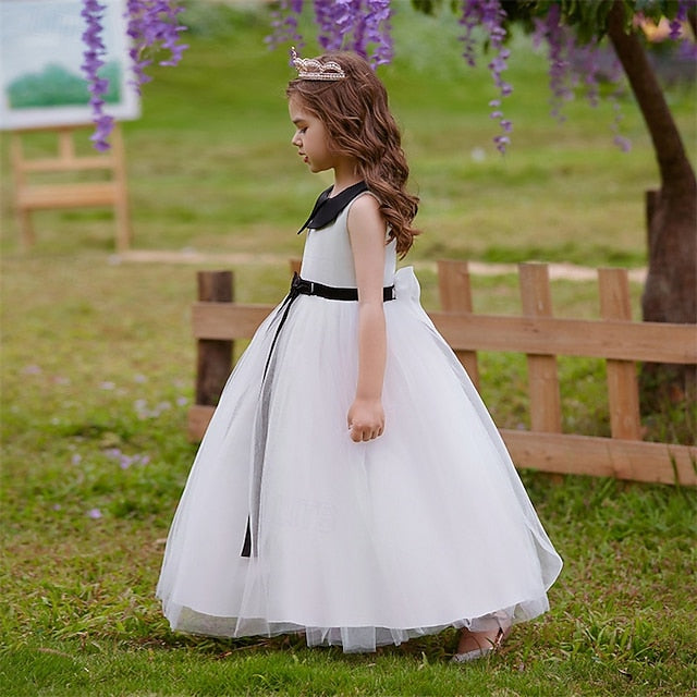 Girls' Party Kids Performance Color Dress Block Sleeveless