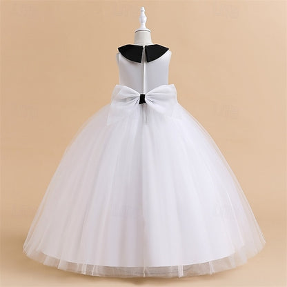 Girls' Party Kids Performance Color Dress Block Sleeveless