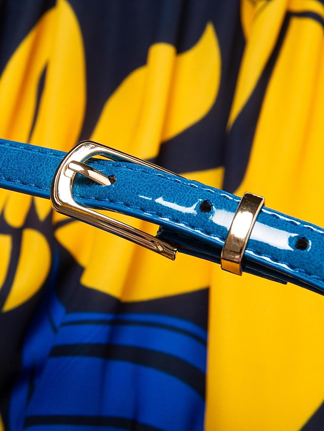 Satin Leaves Sleeveless Maxi Dress (No Belt)