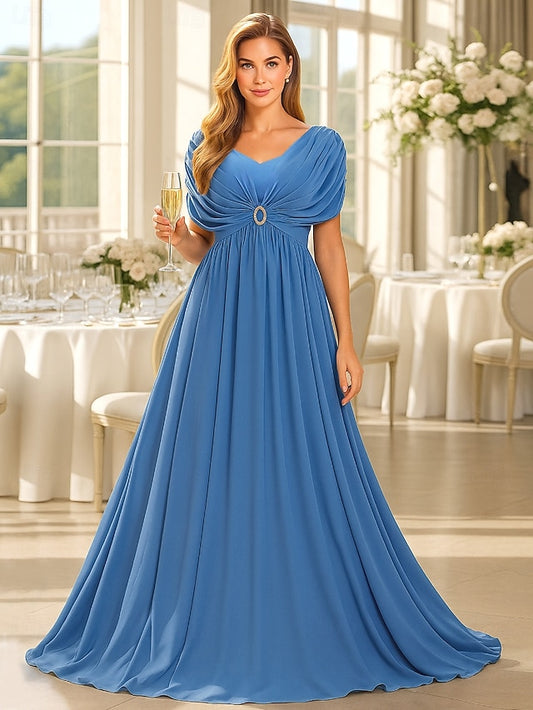 A-Line Floor Length Formal Dresses Evening Gown Mother of the