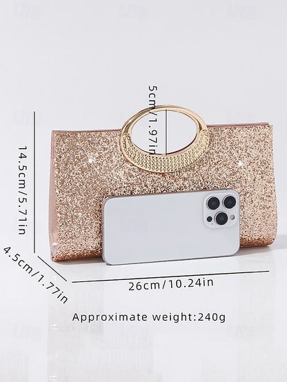 Glitter with Women's Silver Clutch Bag Evening Gold