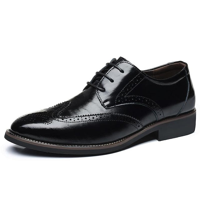 Leather Men's Oxford with Brogue Faux Blue Classic Shoes