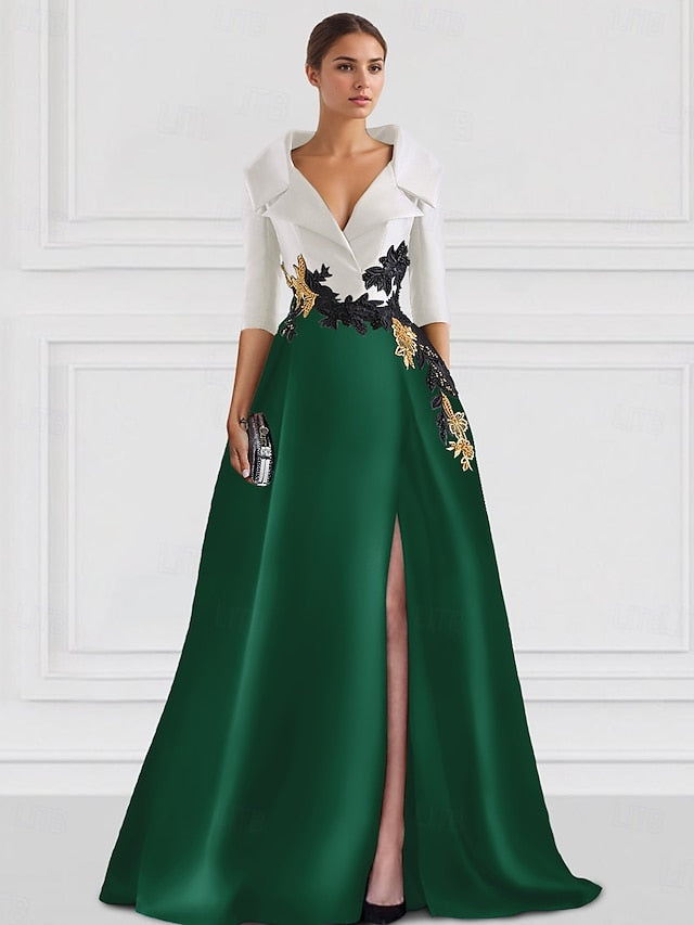 Tuxedo Formal Floor Gown Evening Elegant A-Line Dress