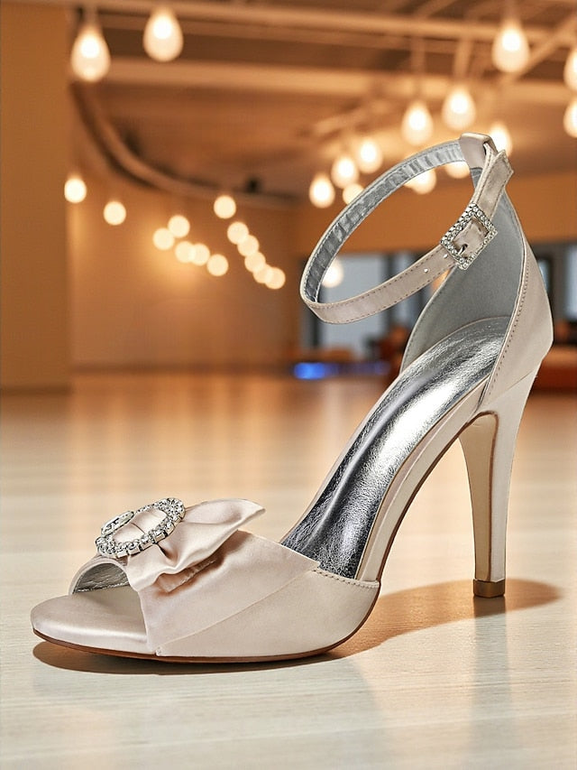 Rhinestone Women's Purple High with Satin Heel Sandals