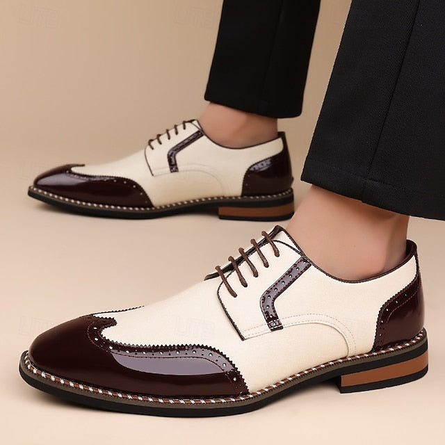 Faux Leather Shoes and White Oxford Wingtip Burgundy Men's
