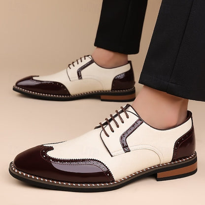Faux Leather Shoes and White Oxford Wingtip Burgundy Men's