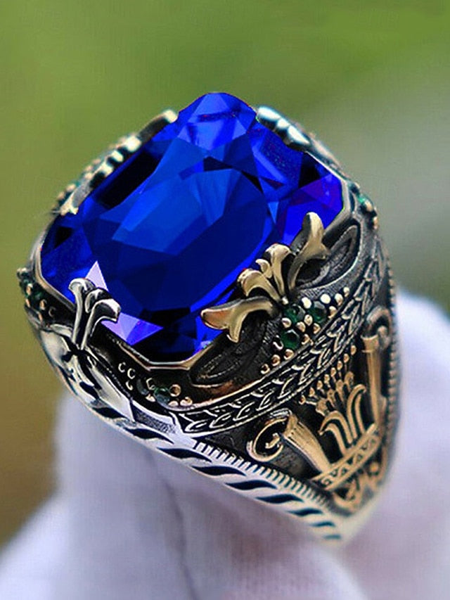 Gemstone Ring Alloy Men's