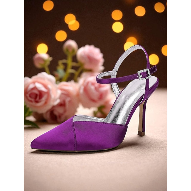 Strap Ankle - Women's with Green Satin Stiletto Heels