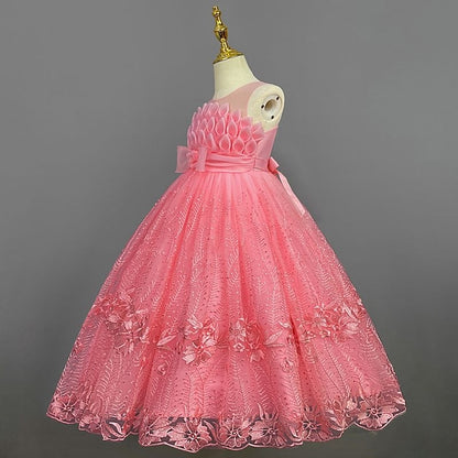 Girl Girls' Solid Flower Kids Dress Colored