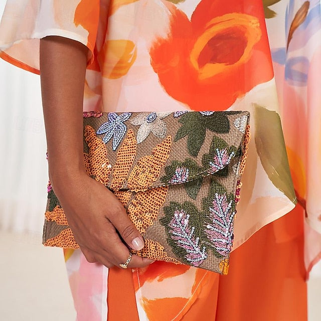 Handheld Floral Clutch - Bag Evening Women's Embroidered