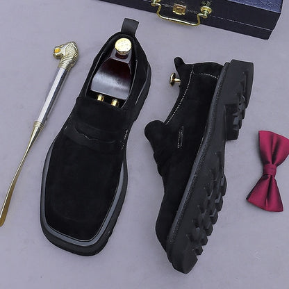 -Classic Leather Suede Cowhide Loafers Men's Business