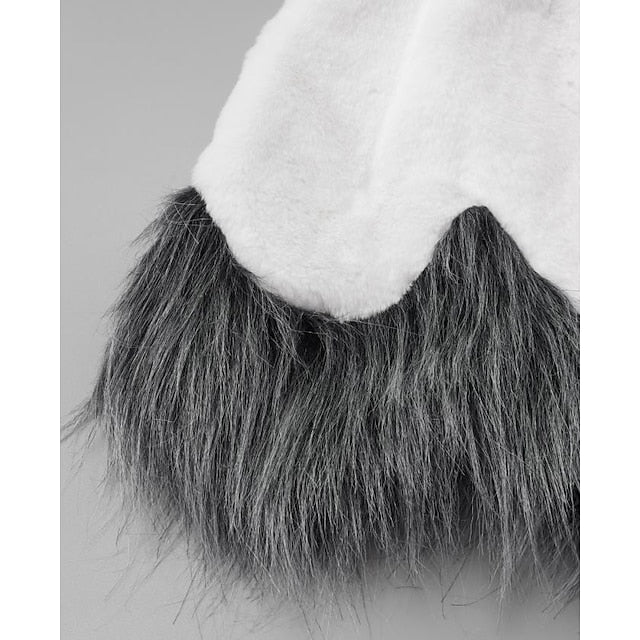 Coat Jacket White Faux Women's Fur Long Black Sherpa