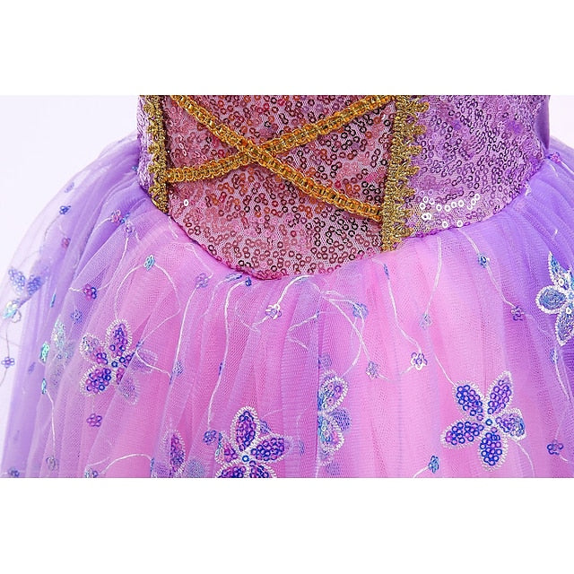 Cosplay Girl Rapunzel Princess Flower Cloak Dress