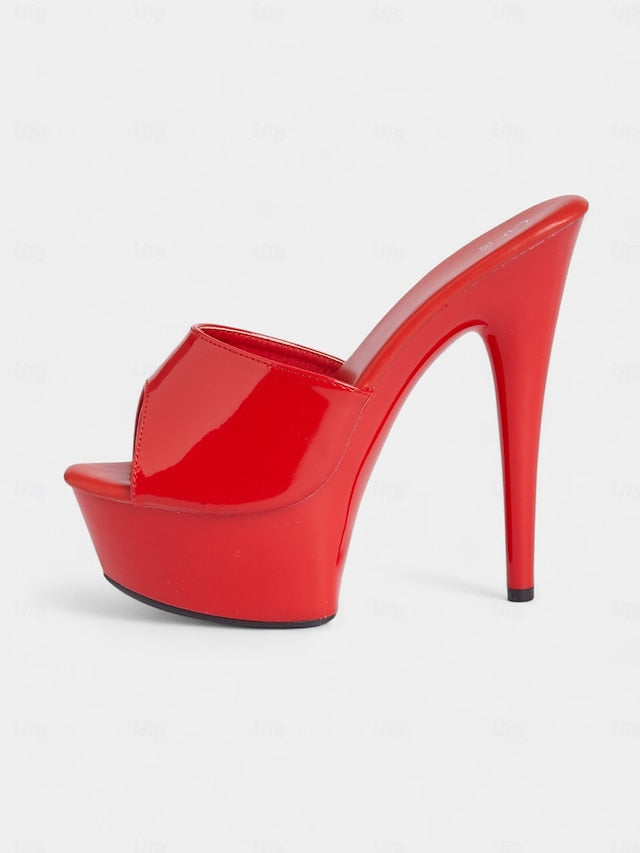 Red Women's with Heels High Patent Platform Leather