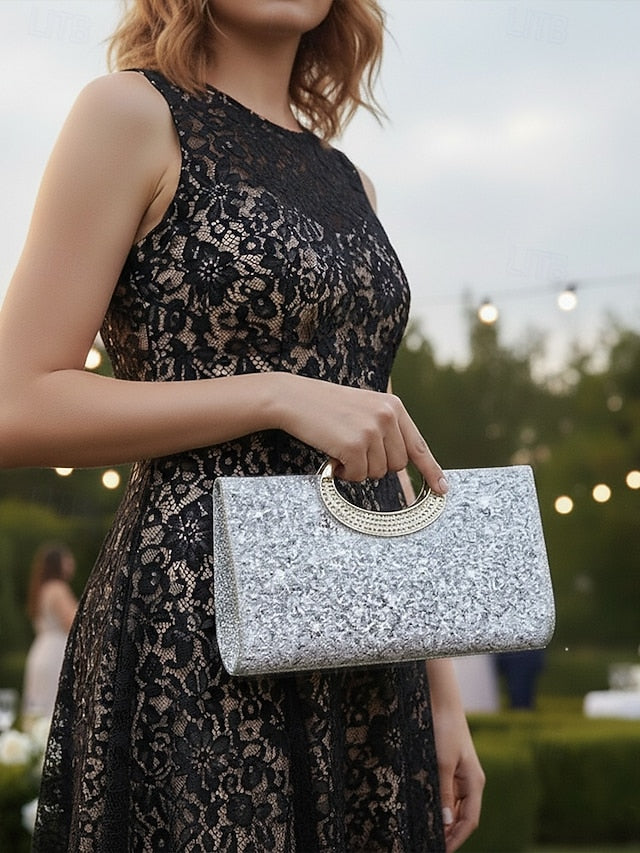 Glitter with Women's Silver Clutch Bag Evening Gold