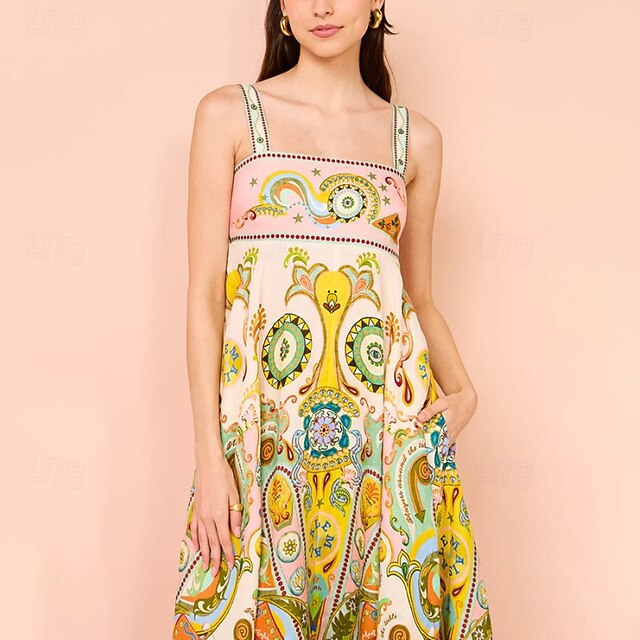 Women's Midi Dress Floral Dress Slip Dress Print Dress