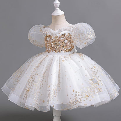 Flower Floral Kids Sequin Girl Party Dress Girls'