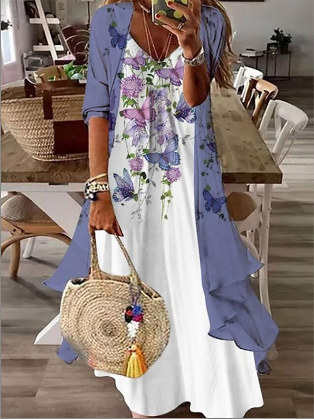 Women's Dress Set Casual Dress Print Dress Fashion Casual
