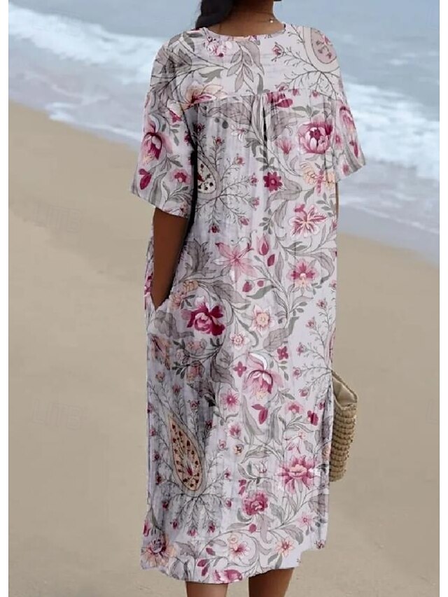 Women's Midi Dress Sundress A Line Dress Linen Vacation