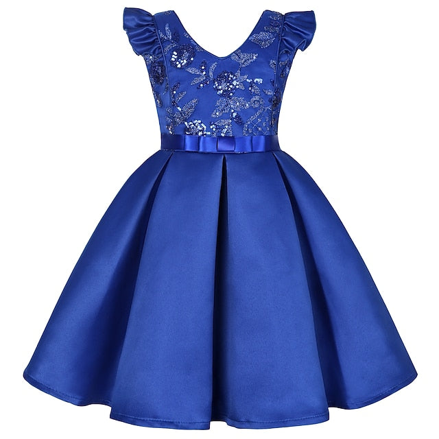 Kids Formal Sleeveless Party Girls' Solid Dress Color
