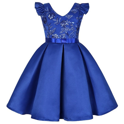 Kids Formal Sleeveless Party Girls' Solid Dress Color