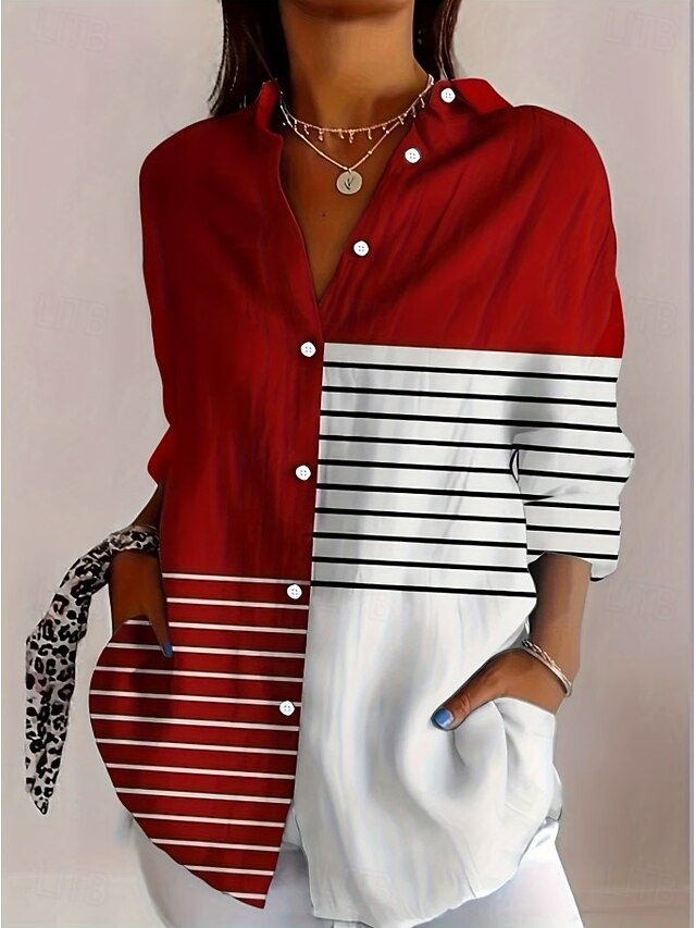 Women's Shirt Blouse Graphic Geometric Plaid Vintage