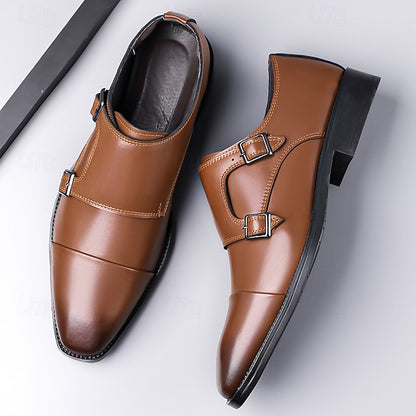 – Shoes Elegant Men's Monk Strap Dress Leather Double