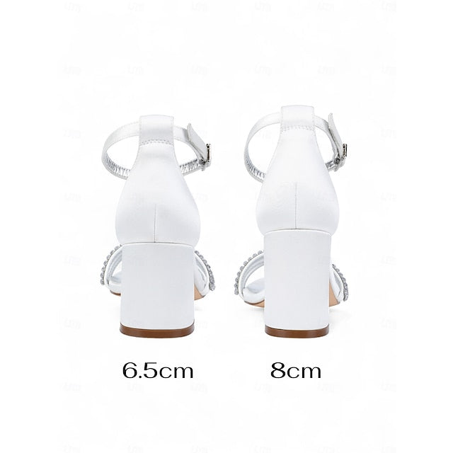 Purple Block with Heel Rhinestone Satin Sandals Women's