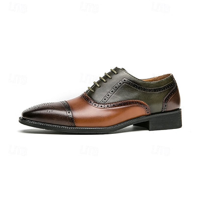Brown Men's Oxford – Shoes Faux Wingtip and Leather Black