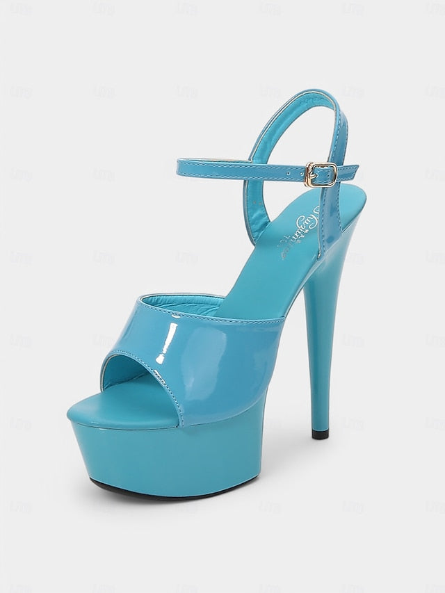 Red Sandals Leather Women Peep - for Toe Platform Patent