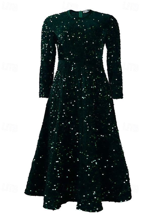 Women's Midi Dress Black Dress Sequin Dress Elegant Fashion