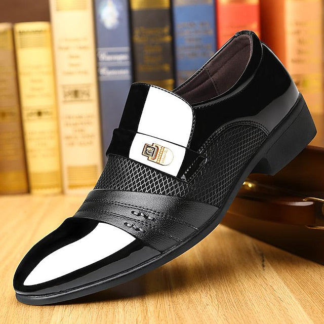 Formal Men's Slip-On Dress Patent Faux – Loafers Leather