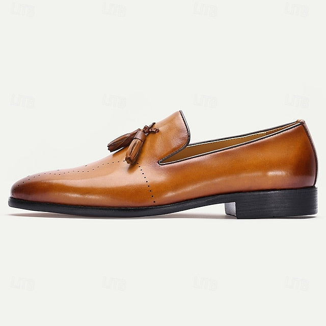 Brown – Men's Tassel Classic Leather Loafers Light