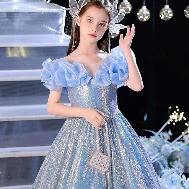 Sleeveless Performance Party Solid Color Dress Kids Girls'