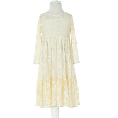 Long Girls' Solid Colored Girl Kids Dress Flower