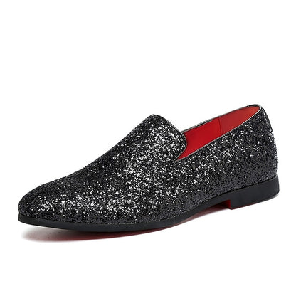 and Men's with Design Glitter Silver Slip-On Loafers